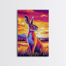 Sunset Rabbit, Colorful Animal Art, Vibrant Wildlife Print, Framed Canvas Print, Boho Wall Decor, Living Room Wall Art, Autumn Art