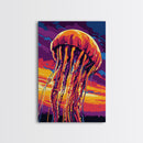 Jellyfish Glow, Ocean Wildlife Art, Abstract Marine Painting, Framed Canvas Print, Coastal Wall Decor, Living Room Art, Sea Life Art