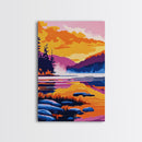 Mountain Serenity, Forest River Painting, Vibrant Landscape Art, Framed Canvas Print, Cabin Wall Decor, Outdoor Inspired Art, Rustic Style