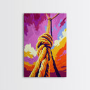 Rope Swing, Sunset Sky, Adventure Artwork, Framed Canvas Print, Outdoor Fun Decor, Vibrant Wall Art, Boho Living Room Art