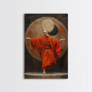 Zen Monk Art, Framed Canvas Print, Spiritual Wall Art, Taoism Decor, Sacred Geometry, Meditation Room, Buddhist Artwork, Asian Aesthetic