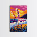 Coastal, Waves, Beach, Ocean, Framed Canvas Print, Vibrant Beach Art, Tropical Wall Decor, Living Room Art, Colorful Nautical Painting