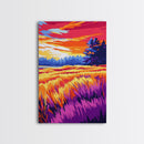 Field, Autumn, Sunset, Countryside, Framed Canvas Print, Rustic Farmhouse Wall Art, Cozy Fall Decor, Warm Earth Tones, Living Room Art