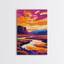 Desert River, Majestic Canyon, Southwest Landscape, Framed Canvas Print, Boho Wall Art, Earthy Tones, Nature Artwork, Warm Color Painting