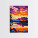 Golden Meadows, Wild River, Scenic Landscape, Framed Canvas Print, Rustic Home Decor, Autumn Nature, Living Room Wall Art, Bold Colors