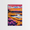River Sunset, Fiery Horizon, Tranquil Waters, Canvas Print, Home Office Art, Warm Landscape, Boho Wall Art, Rustic Nature Scene