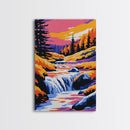 Waterfall, Autumn Landscape, Vibrant Nature, Wall Art, Canvas Print, Rustic Home Decor, Cabin Art, Fall Living Room, Colorful Art