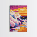 Ocean Waves, Sunset Beach, Coastal Vibes, Canvas Print, Tropical Wall Art, Surf Art, Vibrant Home Decor, Living Room Artwork