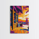 Lakeside Cabin, Rustic Charm, Cozy Retreat, Canvas Print, Mountain Lake Art, Autumn Wall Decor, Living Room Artwork