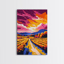 Countryside Sunset, Warm Tones, Framed Canvas Print, Boho Landscape, Large Artwork, Rustic Wall Art, Modern Decor, Bedroom Art, Gift Idea