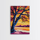 Lone Tree, Sunset Horizon, Canvas Print, Vibrant Landscape, Boho Decor, Modern Nature Art, Large Wall Art, Living Room Art, Gift Idea