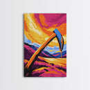 Melting Axe, Surreal Landscape, Framed Canvas Print, Fantasy Art, Dreamlike Painting, Boho Decor, Large Artwork, Unique Wall Art, Gift Idea
