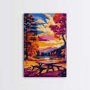 Autumn Picnic, Vibrant Foliage, Canvas Print, Fall Landscape, Boho Wall Art, Cozy Decor, Large Artwork, Living Room Art, Gift Idea