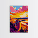 Tobacco Pipe, Sunset, Framed Canvas Print, Vintage Wall Art, Retro Decor, Gift Idea, Man Cave Art, Nostalgic Painting, Rustic Home Decor