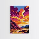 Wild Sunset, Mountain View, Nature Wall Art, Adventure Art, Warm Tones, Bold Decor, Framed Canvas Print, Living Room, Cabin Style