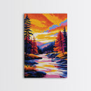 Autumn River, Forest Wall Art, Framed Canvas Print, Cozy Cabin Decor, Nature Scene, Seasonal Art, Rustic Living Room Wall Print