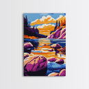 Sunset Lake, Autumn Wall Art, Vibrant Nature Decor, Modern Cabin Print, Framed Canvas Print, Rustic Landscape, Living Room Art