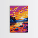 Golden River, Peaceful Nature Art, Warm Sunset Painting, Serene Landscape, Tranquil Home Decor, Living Room Art, Canvas Print
