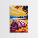 Cozy Beach, Sunset Landscape, Nature Art, Coastal Home Decor, Canvas Print, Living Room Wall Art, Vibrant Colors, Boho Aesthetic