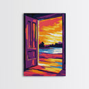 Open Door, Sunset View Art, Warm Glow Painting, Inviting Home Decor, Inspirational Wall Art, Cozy Interior Design, Framed Canvas Print