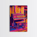Colorful Piano Art, Music Lover Decor, Vibrant Home Wall Art, Abstract Music Art, Framed Canvas Print, Living Room Music Wall Art