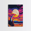 Buffalo Moon, Western Art, Vibrant Sunset, Wildlife Painting, Canvas Print, Rustic Home Decor, Cabin Wall Art, Bold Colorful Art