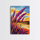 Vibrant Wheat Field, Rustic Sunset Landscape, Golden Hour Painting, Autumn Country Art, Framed Canvas Print, Farmhouse Kitchen Wall Art