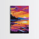 Tranquil Waters, Sunset Reflections, Nature Art, Serene Lake Scene, Canvas Print, Bedroom Wall Art, Boho Aesthetic, Vibrant Colors