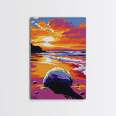 png: Ocean Sunset, Beach Waves, Coastal Beauty, Vibrant Seascape, Canvas Print, Living Room Wall Art, Surf Lover Decor, Nautical Artwork