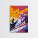 Mountain View, Snowy Peak, Alpine Scene, Bold Nature Art, Canvas Print, Wilderness Wall Decor, Adventure Home Art, Ski Lodge Aesthetic