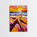 Starfish Beach, Ocean Sunset, Coastal Decor, Framed Canvas Print, Nautical Wall Art, Beach House Decor, Vibrant Painting, Summer Vibes