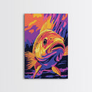 Bold Bass, Fishing Art, Vibrant Wildlife, Angler Decor, Canvas Print, Man Cave Wall Art, Rustic Lake House, Bold Colors, Unique Gift