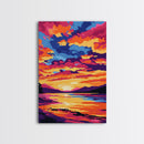 Colorful Sunset, Lake Reflections, Nature Art, Canvas Print, Fall Home Decor, Boho Aesthetic, Bedroom Wall Art, Vibrant Painting