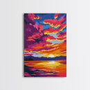 Fiery Sunset, Dramatic Sky, Mountain Lake, Framed Canvas Print, Living Room Art, Bold Colors, Nature Wall Decor, Autumn Art