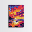 Sunset Glow, Serene Waters, Scenic Landscape, Canvas Print, Modern Home Decor, Office Wall Art, Warm Color Palette, Nature Painting