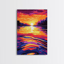 Sunset Lake, Colorful Sky, Tranquil Nature, Canvas Print, Bohemian Wall Art, Rustic Home Decor, Autumn Inspired, Warm Tones