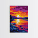 Sunset Reflection, Nature Painting, Vibrant Colors, Framed Canvas Print, Living Room Wall Art, Bold Home Decor, Autumn Theme