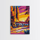 Surfer Paradise, Coastal Sunset, Tropical Art, Canvas Print, Beach Wall Decor, Vibrant Home Aesthetic, Ocean Inspired Painting