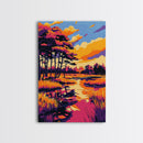 Autumn Landscape, Trees, Sunset Art, Canvas Print, Fall Wall Art, Nature Painting, Rustic Home Decor, Cozy Aesthetic, Warm Colors