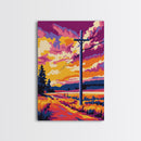 Country Road, Sunset Glow, Rural Landscape, Canvas Print, Fall Aesthetic, Rustic Wall Art, Warm Colors, Nature Painting, Cozy Decor