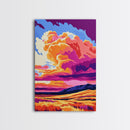 Mountain Field, Sunset Sky, Dramatic Clouds, Canvas Print, Nature Wall Art, Bold Colors, Rustic Home Decor, Warm Aesthetic, Fall Scene