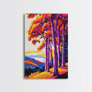 Fall Trees, Bold Landscape Art, Framed Canvas Print, Warm Tones Wall Decor, Nature Painting, Living Room Art, Autumn Colors, Modern Art