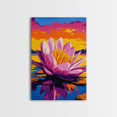 Water Lily, Vibrant Floral Art, Framed Canvas Print, Nature Painting, Serene Pond Decor, Zen Wall Art, Relaxing Home Decor, Office Art