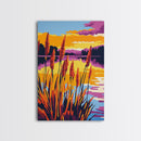 Sunset Reeds, Tranquil Nature Art, Canvas Print, Landscape Painting, Warm Color Wall Decor, Living Room Art, Serene Home Aesthetic