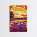 Sunset Water Trough, Western Art, Farmhouse Wall Decor, Rustic Landscape, Framed Canvas Print, Country Home Art, Living Room Art