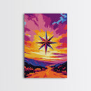 Celestial Star, Cosmic Art, Surreal Sunset Painting, Boho Wall Art, Framed Canvas Print, Astrology Art, Bedroom Decor