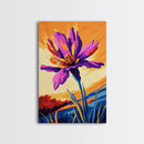 Bold Floral, Purple Blossom, Vibrant Wildflower, Nature Art, Canvas Print, Colorful Flower Painting, Abstract Botanical Art
