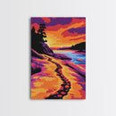 Coastal Sunset, Ocean Pathway, Golden Hour, Vibrant Seascape, Canvas Print, Nautical Home Decor, Modern Coastal Painting