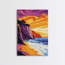 Ocean Wave, Sunset Splash, Surf Art, Framed Canvas Print, Coastal Wall Art, Nautical Home Decor, Tropical Landscape Painting