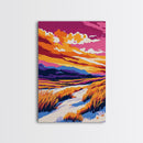 Dunes at Sunset, Coastal Landscape, Vibrant Beach Art, Nature Wall Decor, Canvas Print, Boho Wall Art, Bedroom Decoration, Ocean Scene